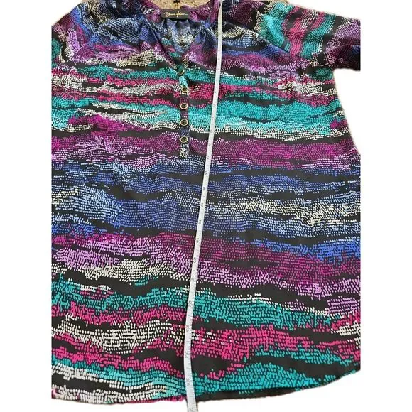 Yumi Kim Multicolor Abstract Print Blouse Women’s Size S Long Sleeve Top - Picture 10 of 13